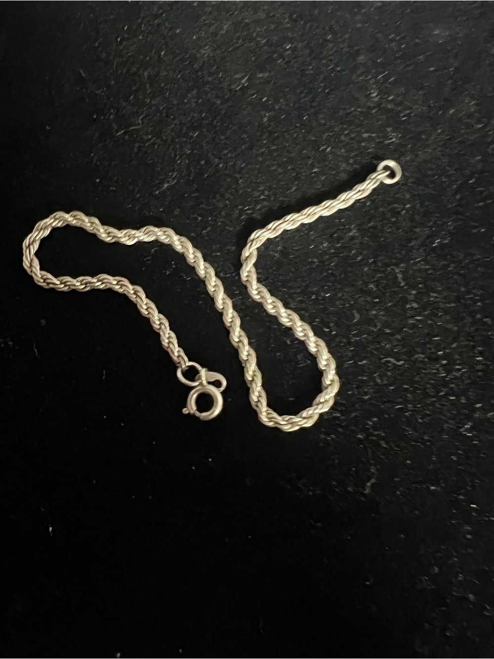 925 Sterling silver vintage rope bracelet 7in